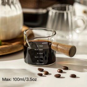 1pc Double Spout Measuring Cup With Wooden Handle; Household Glass Measuring Cup; Kitchen Supplies