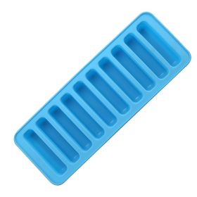 Finger Biscuit Ice Cube Mold 10 Consecutive Rectangular Chocolate Bars Cake Baking Ice Cube Tool (Color: Blue)