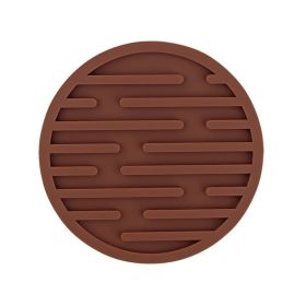 1pc Silicone Mat Heat Resistant Cup Mat Coasters Round Non-slip Table Placemat Tools (Color: Coffee)