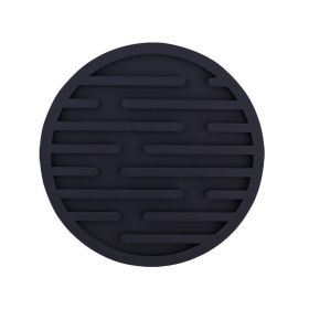 1pc Silicone Mat Heat Resistant Cup Mat Coasters Round Non-slip Table Placemat Tools (Color: black)